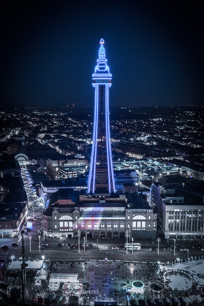 Blackpool Tower Blue Picture Board by Apollo Aerial Photography