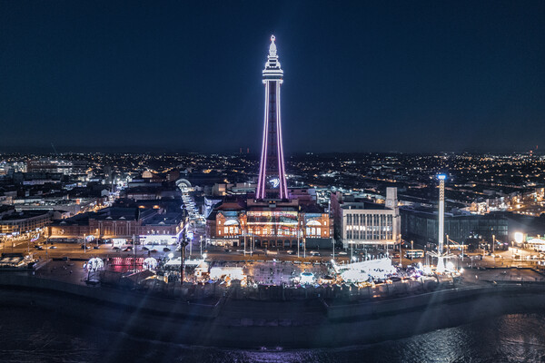 Blackpool Tower Moody Blue Picture Board by Apollo Aerial Photography