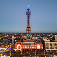 Buy canvas prints of Blackpool Tower at Dusk by Apollo Aerial Photography