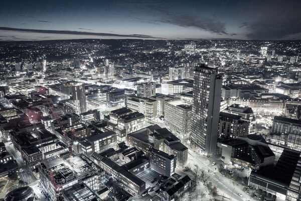 Sheffield at Night Picture Board by Apollo Aerial Photography