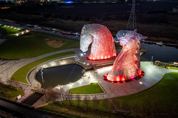 The Kelpies Falkirk Picture Board by Apollo Aerial Photography