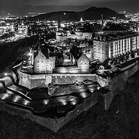 Buy canvas prints of Edinburgh Castle Black and White by Apollo Aerial Photography