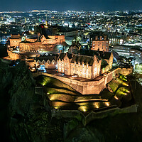 Buy canvas prints of Edinburgh Castle at Night by Apollo Aerial Photography