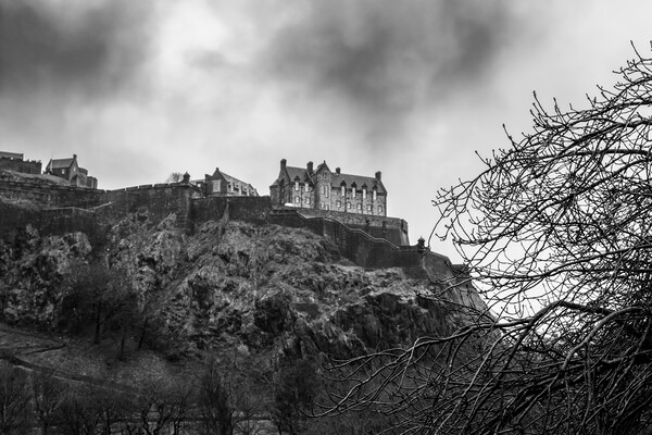 Edinburgh Castle Black and White Picture Board by Apollo Aerial Photography