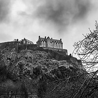 Buy canvas prints of Edinburgh Castle Black and White by Apollo Aerial Photography