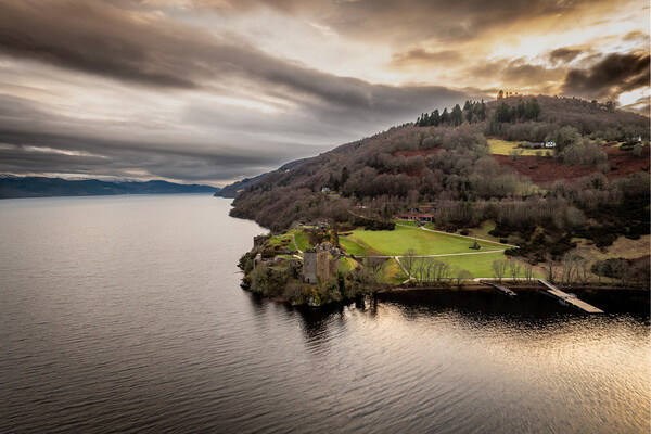 Urquhart Castle Sunset Picture Board by Apollo Aerial Photography