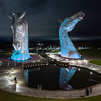 Buy canvas prints of The Kelpies in Blue by Apollo Aerial Photography