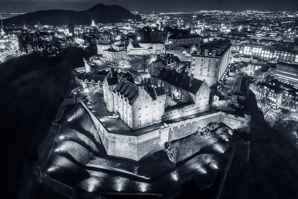 Edinburgh Castle Monotone Picture Board by Apollo Aerial Photography