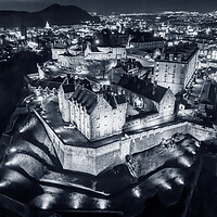 Buy canvas prints of Edinburgh Castle Monotone by Apollo Aerial Photography