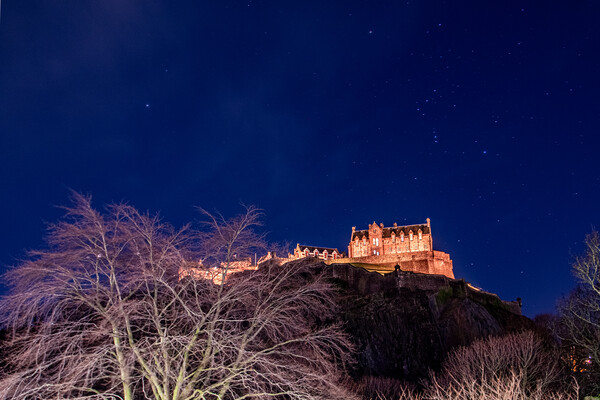 Edinburgh Castle Starry Night Picture Board by Apollo Aerial Photography