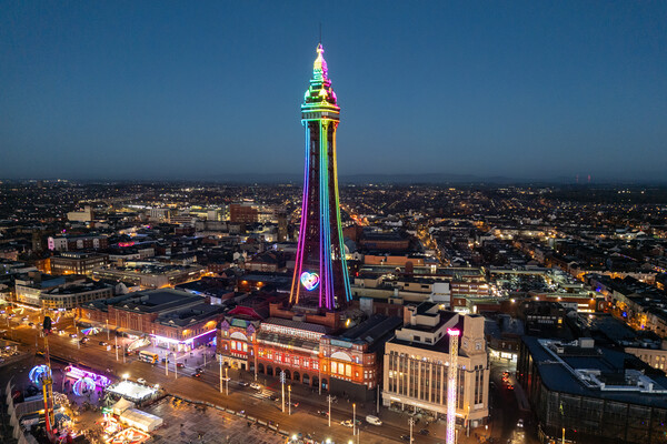 Blackpool Tower Colours Picture Board by Apollo Aerial Photography