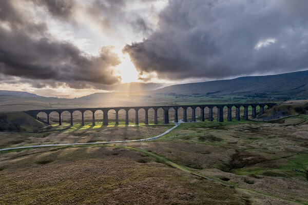 Ribblehead Viaduct Rays of Light Picture Board by Apollo Aerial Photography