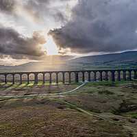 Buy canvas prints of Ribblehead Viaduct Rays of Light by Apollo Aerial Photography