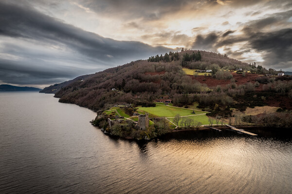 Urquhart Castle Sunset Picture Board by Apollo Aerial Photography