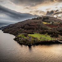 Buy canvas prints of Urquhart Castle Sunset by Apollo Aerial Photography