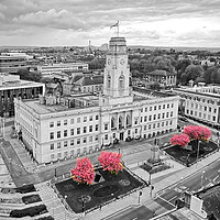 Buy canvas prints of Barnsley Town Hall Blossom by Apollo Aerial Photography
