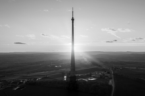 Emley Moor TV Mast Black and White Picture Board by Apollo Aerial Photography