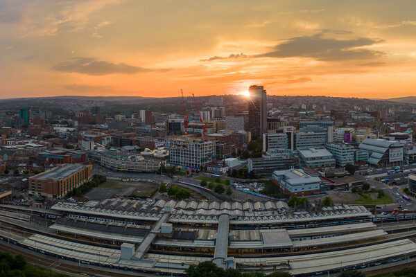 Sheffield City Skyline Sunset Picture Board by Apollo Aerial Photography