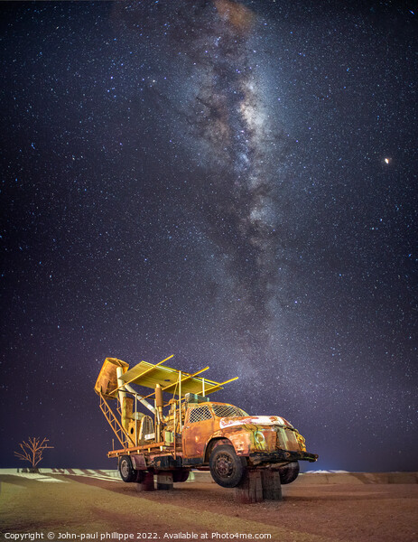 Old vintage mining truck under the Milky Way Picture Board by John-paul Phillippe