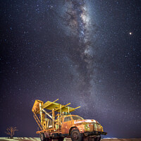 Buy canvas prints of Old vintage mining truck under the Milky Way by John-paul Phillippe