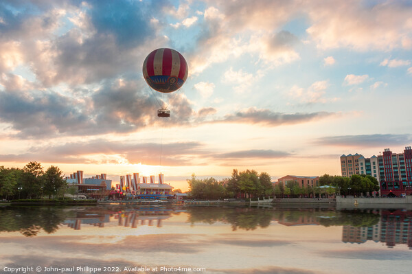 Steampunk Balloon Over Lake Picture Board by John-paul Phillippe