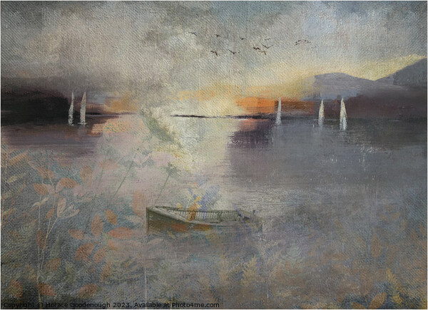 Sunset on the Lake Picture Board by Horace Goodenough