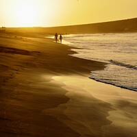 Buy canvas prints of Golden sunrise in Las Tejitas beach  by Anne-Claude Maurice