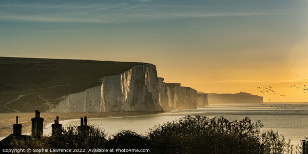 The start of a new day at the famous Seven Sisters Framed Mounted Print by Sophie Lawrence