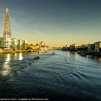Buy canvas prints of The majestic River Thames bathed in the golden lig by Sophie Lawrence