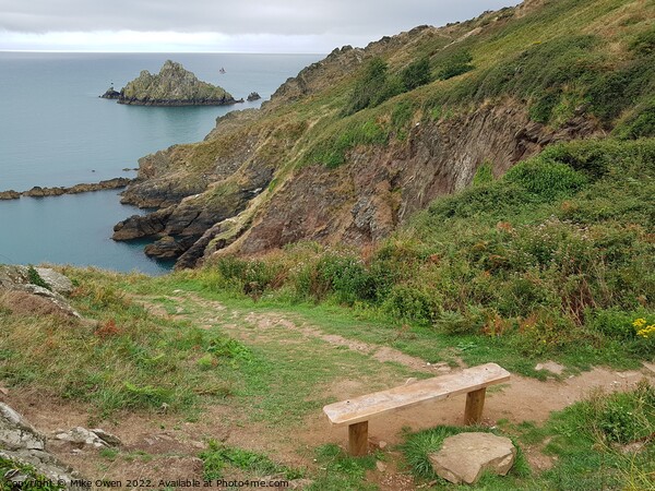 Bench overlooking cliffs Picture Board by Mike Owen