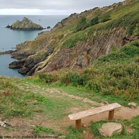 Buy canvas prints of Bench overlooking cliffs by Mike Owen