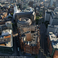Buy canvas prints of Manchester City Centre Drone Aerial View Above Building Work Sky by Samuel Foster