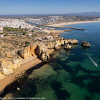Buy canvas prints of Ponta da Piedade with over rocks near Lagos in Algarve, Portugal by Samuel Foster