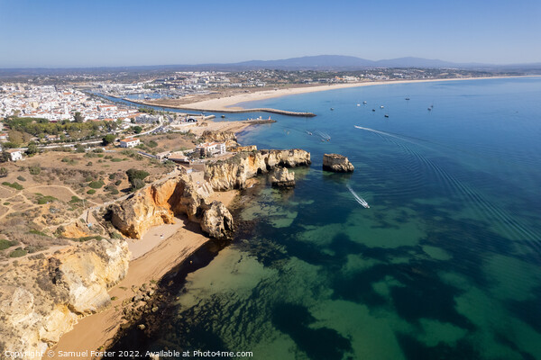 Ponta da Piedade with over rocks near Lagos in Algarve, Portugal Picture Board by Samuel Foster