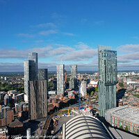 Buy canvas prints of Manchester City Centre Drone Aerial View Above Building Work Sky by Samuel Foster