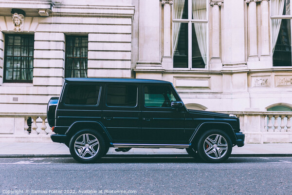 Mercedes G Wagon G Class on street outside hotel in Central London Picture Board by Samuel Foster