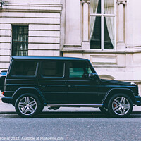 Buy canvas prints of Mercedes G Wagon G Class on street outside hotel in Central London by Samuel Foster