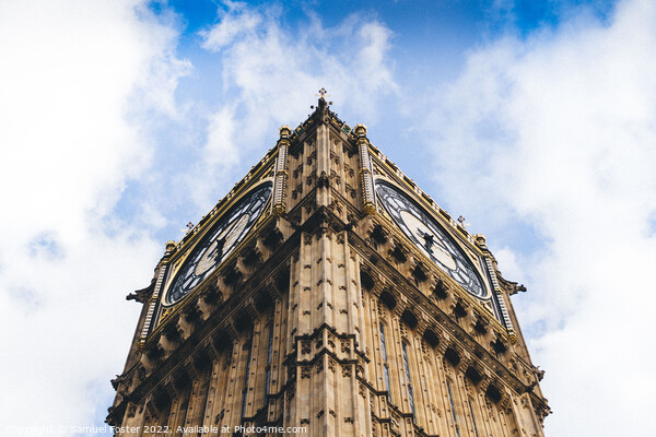 Big Ben London Westminster Blue Sky Picture Board by Samuel Foster