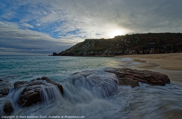 Porthcurno Beach Picture Board by Mark Bowman