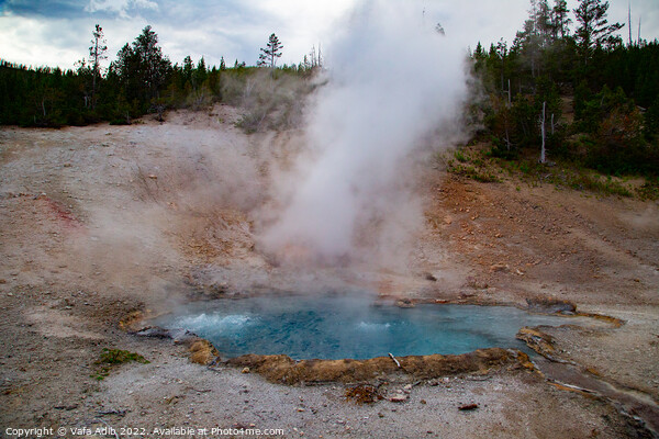 Blue geyser in Yellowstone Picture Board by Vafa Adib
