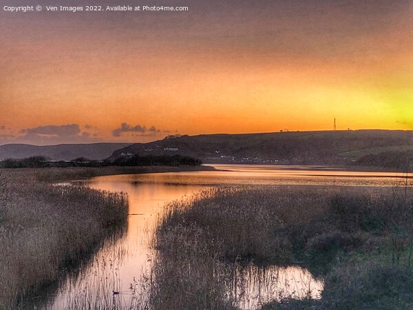 Sunset over Slapton Ley Nature Reserve Picture Board by  Ven Images