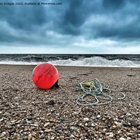 Buy canvas prints of Beach and buoy on A Devon Beach by  Ven Images
