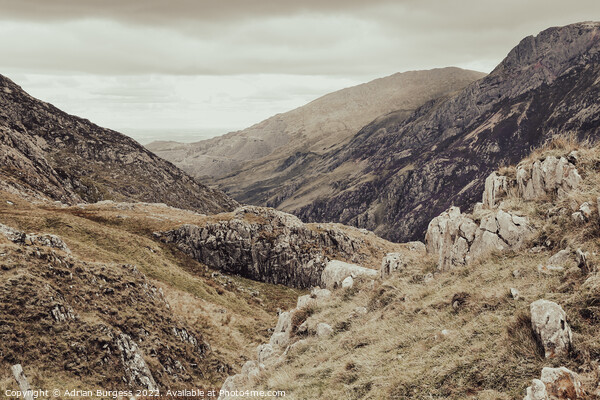 Snowdonia Valley Pyg Track Picture Board by Adrian Burgess