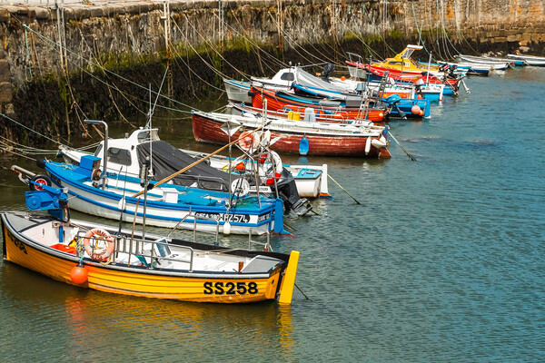 Eleven Boats in Porthleven Harbour Picture Board by Adrian Burgess