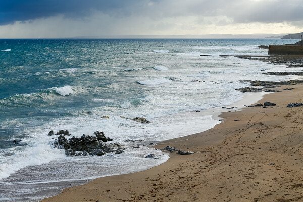 Sea Swash Around Rocks on Porthleven Beach Picture Board by Adrian Burgess