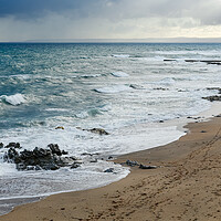 Buy canvas prints of Sea Swash Around Rocks on Porthleven Beach by Adrian Burgess
