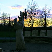 Buy canvas prints of Sculpture and sunset by Richard Fairbairn