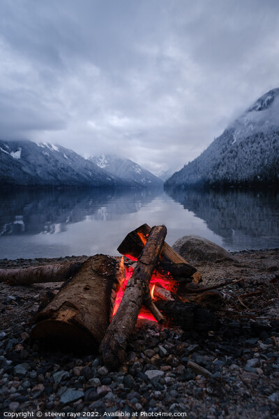 fire, lake and mountain Picture Board by steeve raye