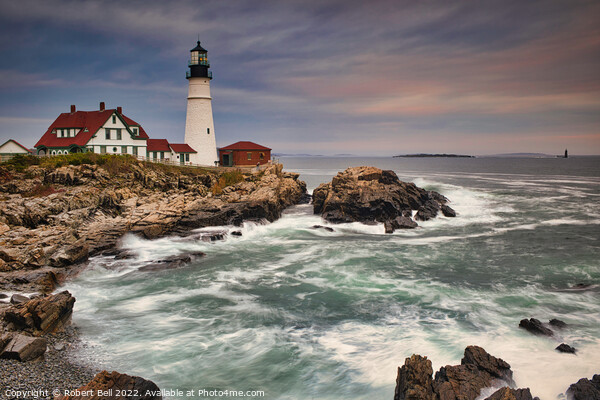 Maine Lighthouse Evening Picture Board by Robert Bell