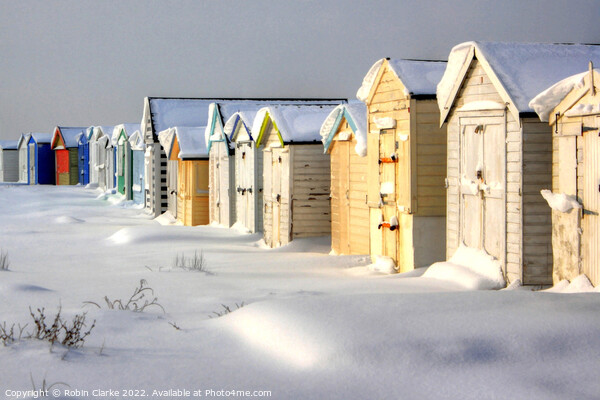 Beach Huts in Snow Picture Board by Robin Clarke